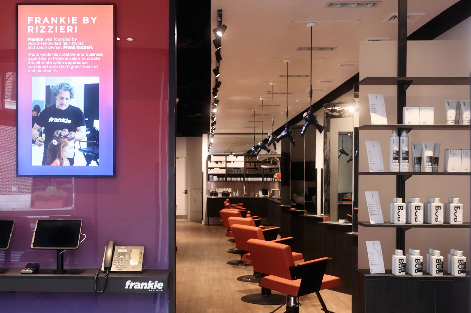 The front room at Frankie by Rizzieri, a Storm client salon